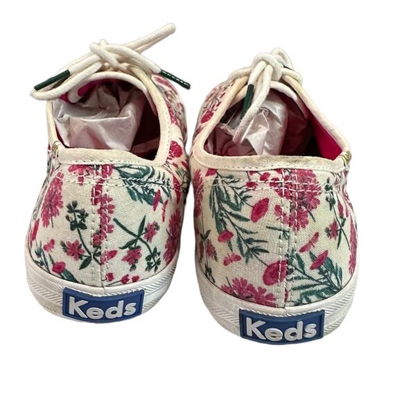 Keds floral canvas shoes pink flowers green leaves lace up size 8 - Picture 4 of 6